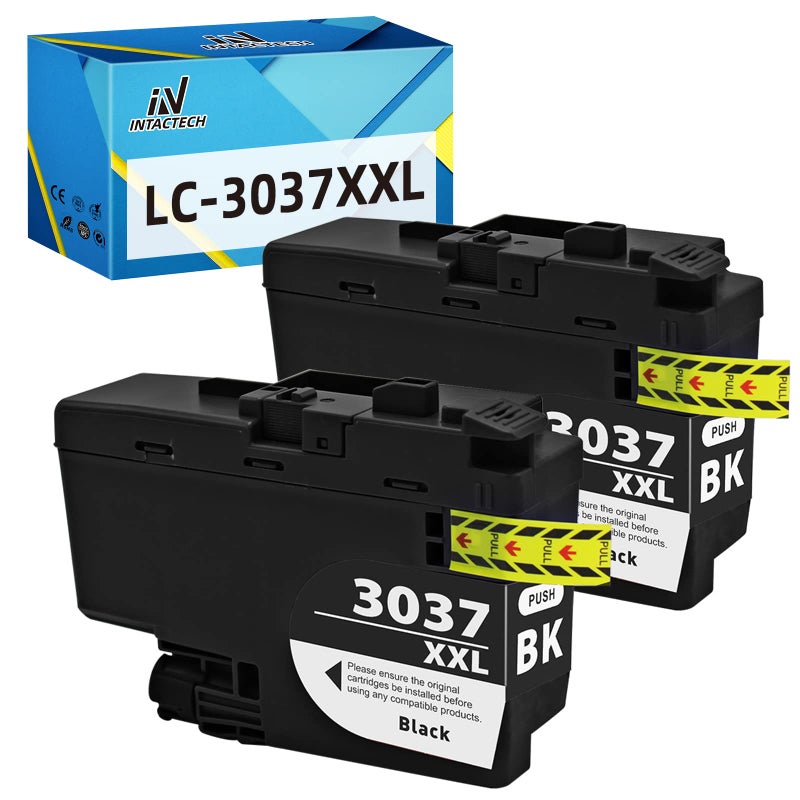 IN INTACTECH Intactech 2 Black Compatible Ink Cartridges Replacement for Brother LC3037 LC3037XXL LC3037BK High Yield Ink Tank Work for Printer MFC-J5845DW MFC-J5845DW XL MFC-J5945DW MFC-J6545DW MFC-J6945DW - Image 1